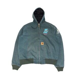 VTG 90s XL CARHARTT J06HTG HUNTER GREEN ACTIVE JACKET TEAL TURQOISE COAT DETROIT